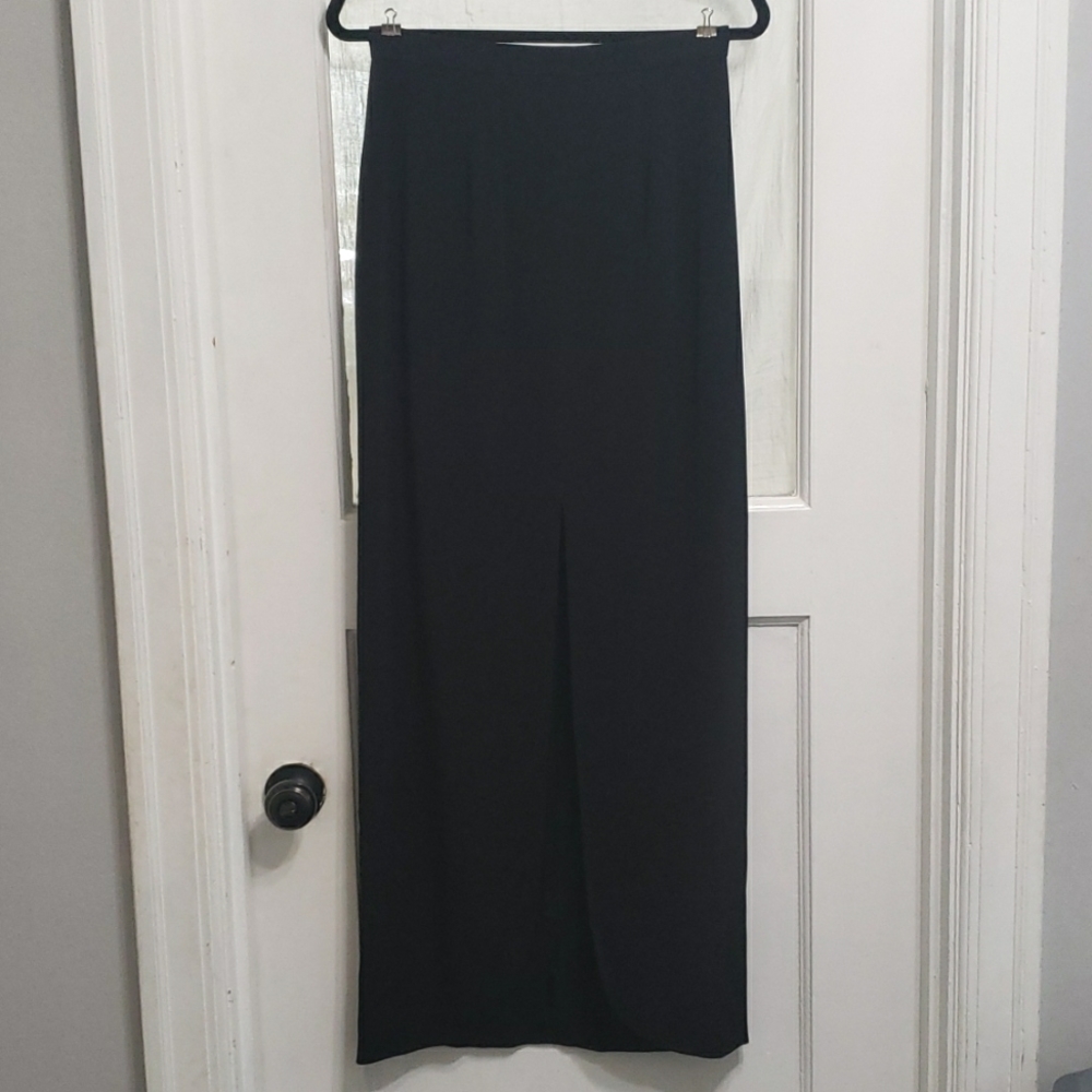 Vintage 80s Bob Mackie Boutique Long Black Skirt w/ High Slit